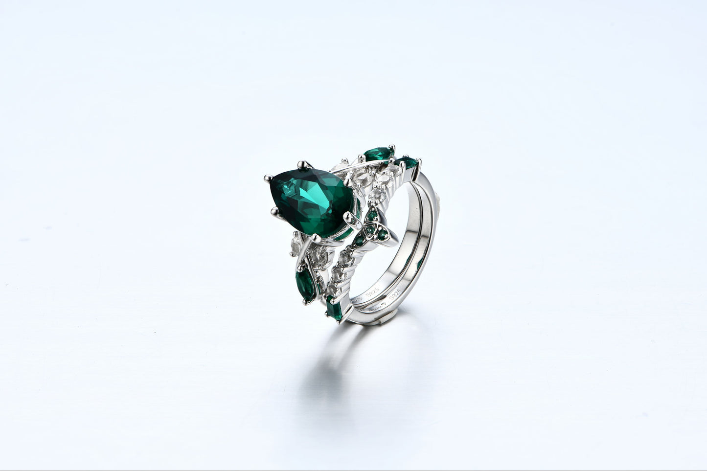 Elaria — Zambian Emerald Stackable Ring Set (2-Piece)