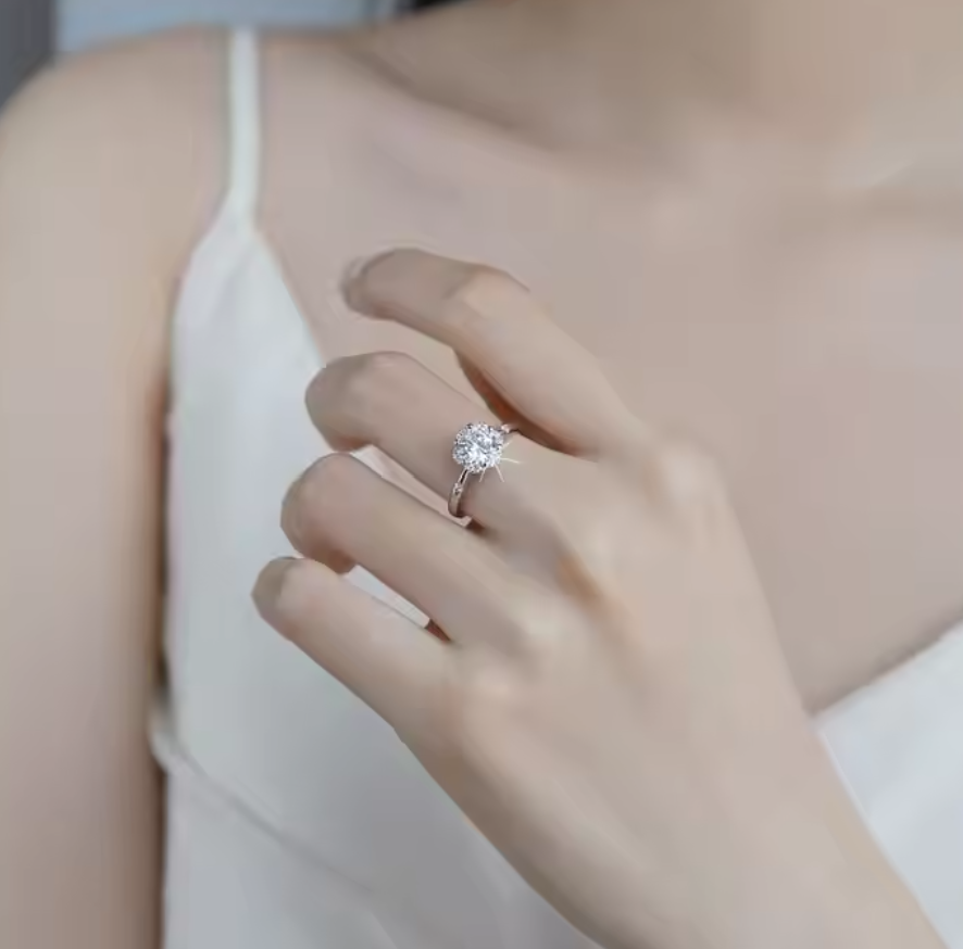 Flora: 1 Carat D Color VVS1 Moissanite Flower Halo Ring