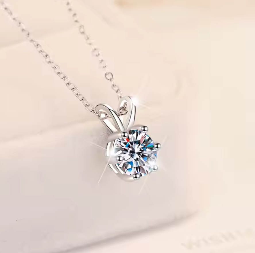 Zaria: 1 Carat D Color VVS1 Moissanite Solitaire Pendant Necklace