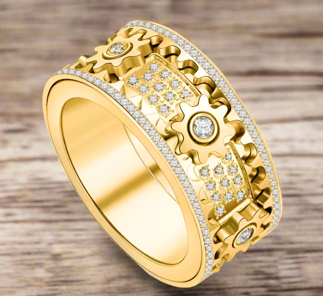 Victor: Rotatable Bold Statement Ring - Cubic Zirconia