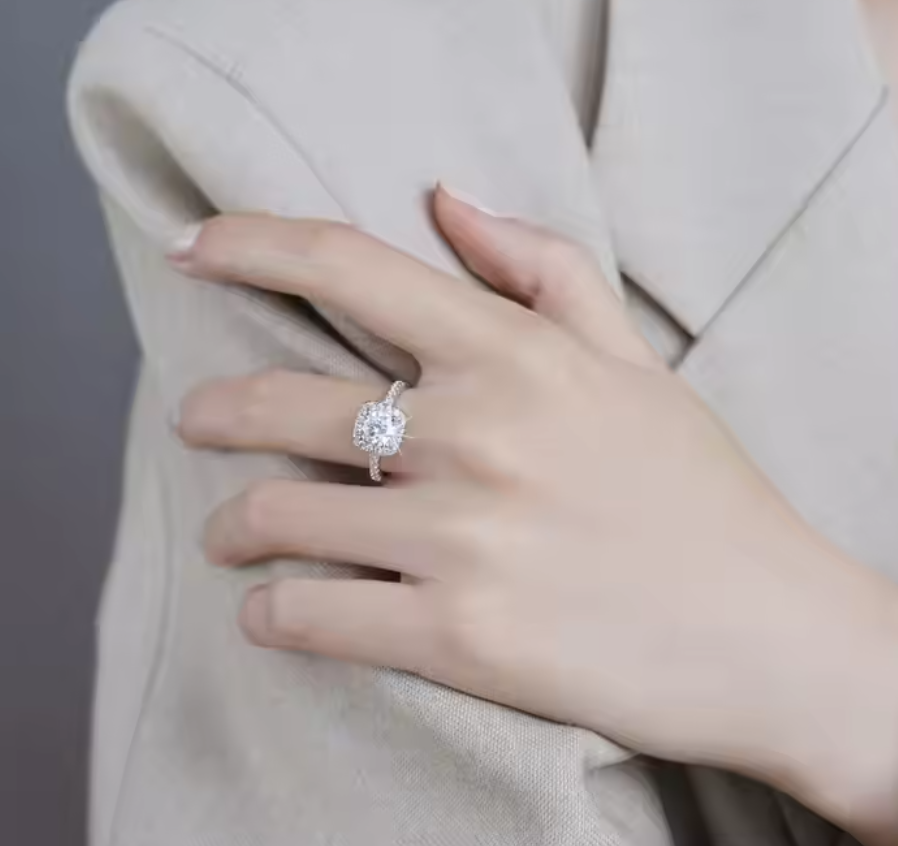 Arden Halo: 1 Carat D Color VVS1 Moissanite Ring with Halo Setting