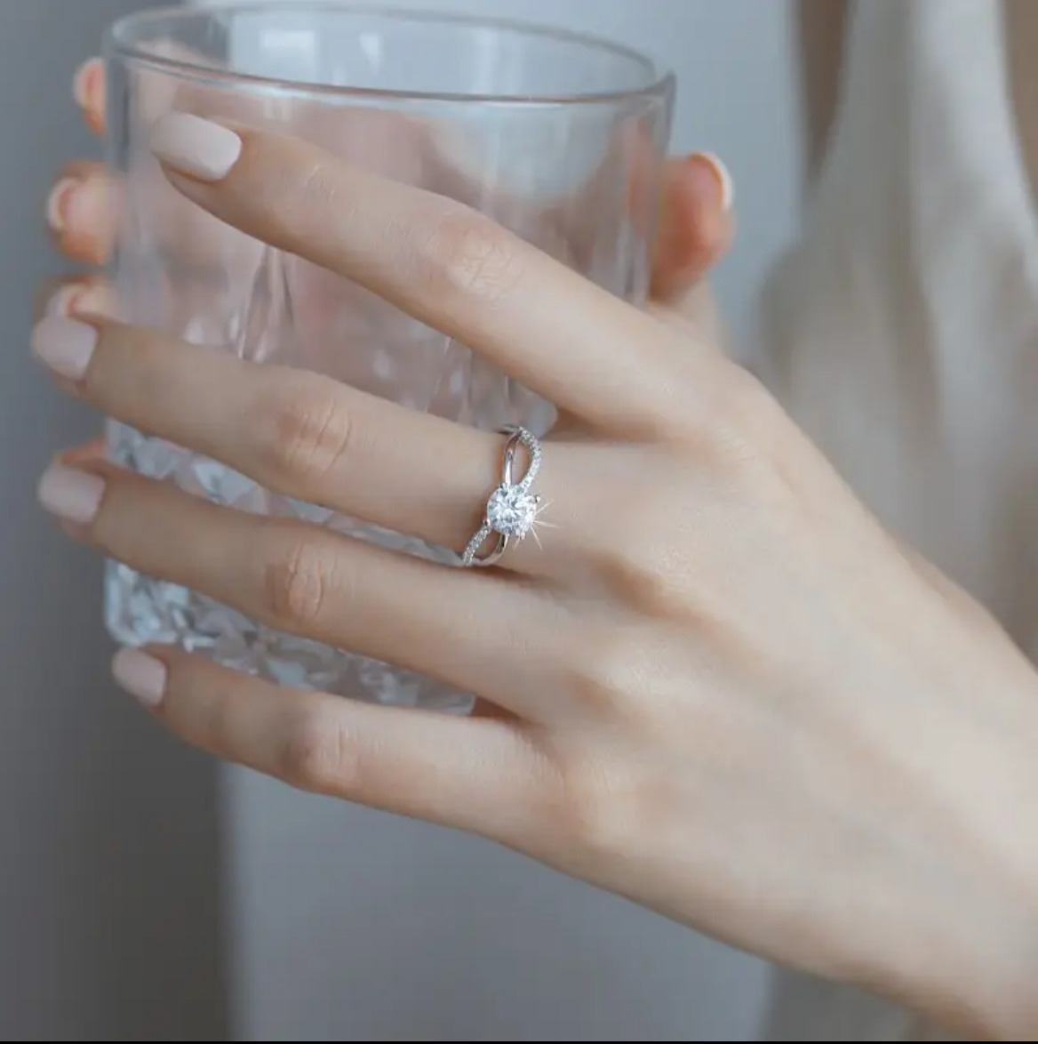 Entwine: 1 Carat D Color VVS1 Moissanite Ring with Studded Twist Band