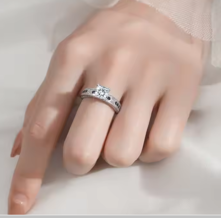 Royale: 1.2 Carat Princess Cut Moissanite Ring with Lab Gem Accents