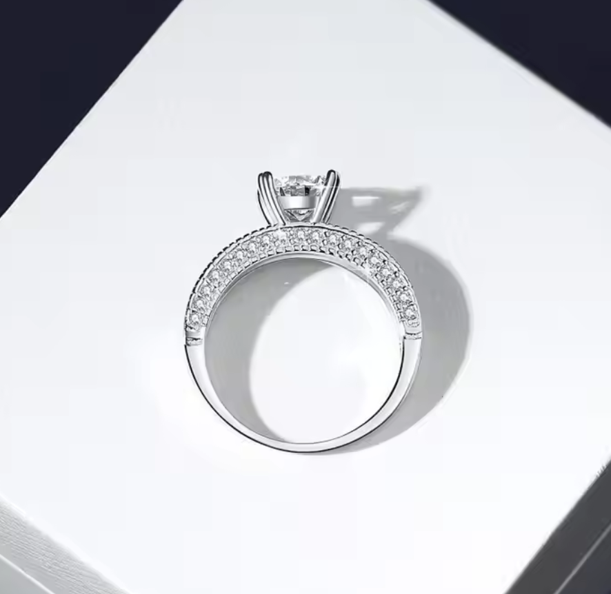 Royale: 1.2 Carat Princess Cut Moissanite Ring with Lab Gem Accents