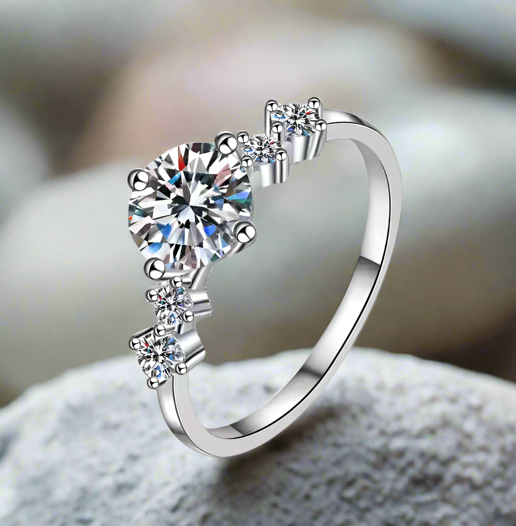 Aria: 1 Carat D Color VVS1 Moissanite Multi-Stone Ring
