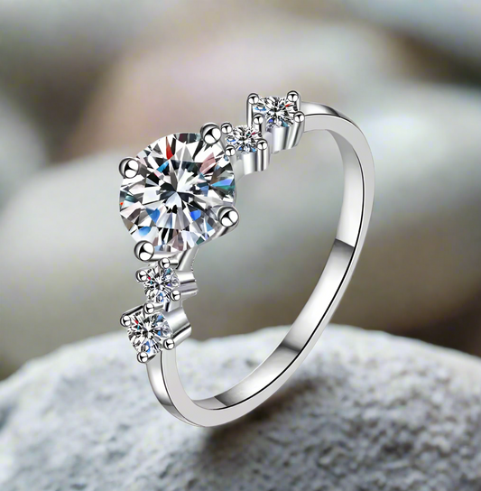 Aria: 1 Carat D Color VVS1 Moissanite Multi-Stone Ring