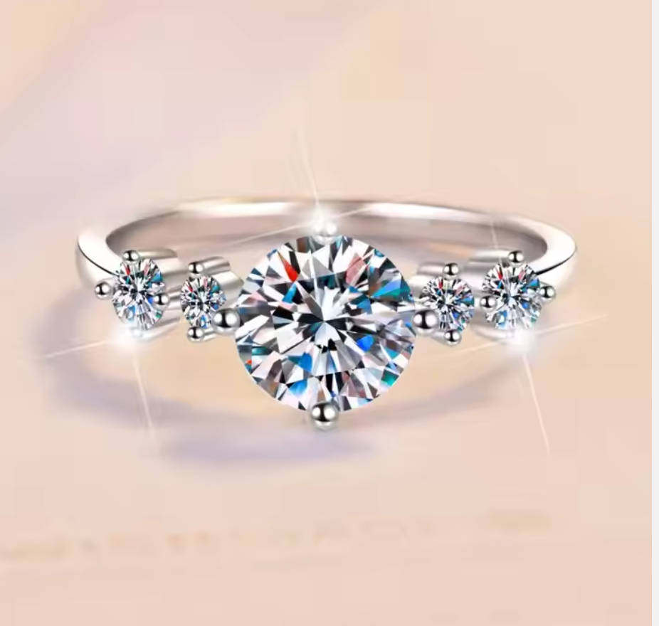 Aria: 1 Carat D Color VVS1 Moissanite Multi-Stone Ring