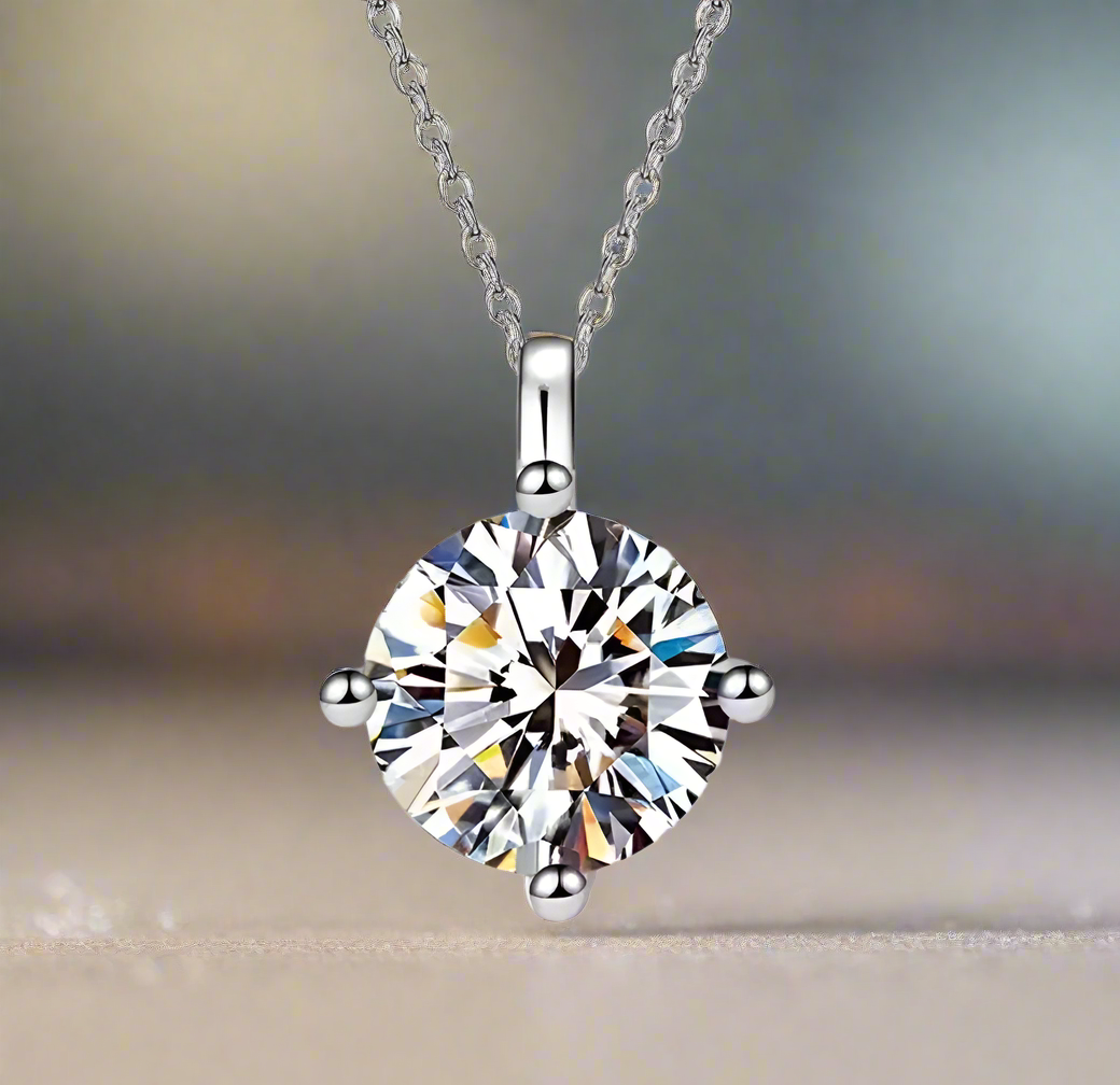 Gleam: 2 Carat D Color VVS1 Moissanite Solitaire Necklace