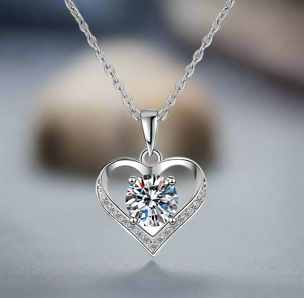 Sophia: 1 Carat Moissanite Heart Pendant Necklace