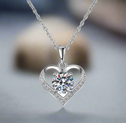 Sophia: 1 Carat Moissanite Heart Pendant Necklace