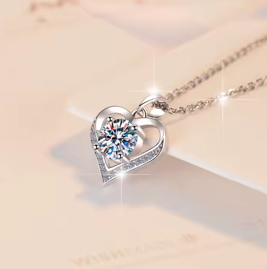 Sophia: 1 Carat Moissanite Heart Pendant Necklace