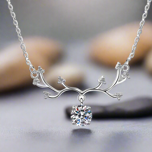 Liora: 1 Carat VVS1 D Color Moissanite Antler Pendant
