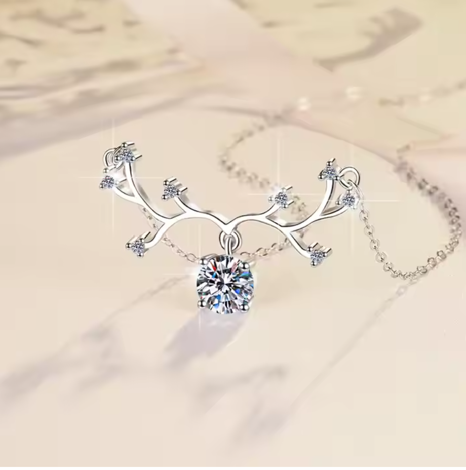 Liora: 1 Carat VVS1 D Color Moissanite Antler Pendant