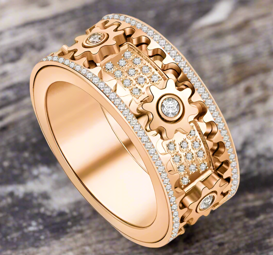 Victor: Rotatable Bold Statement Ring - Cubic Zirconia