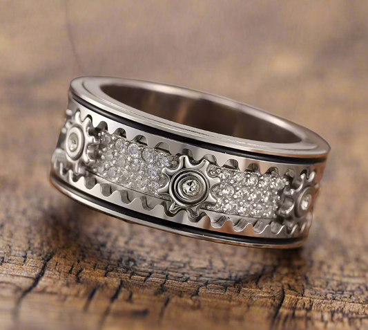 Victor: Rotatable Bold Statement Ring - Cubic Zirconia