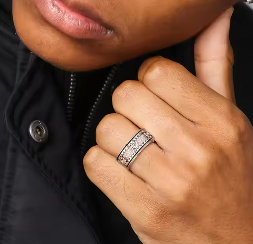 Victor: Rotatable Bold Statement Ring - Cubic Zirconia