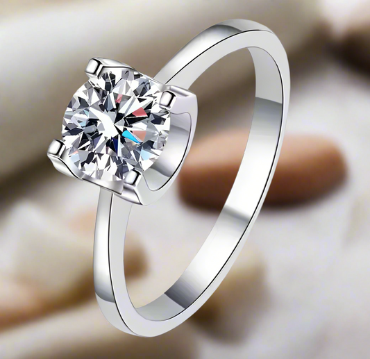 Lina: 1 Carat D Color VVS1 Moissanite Solitaire Ring