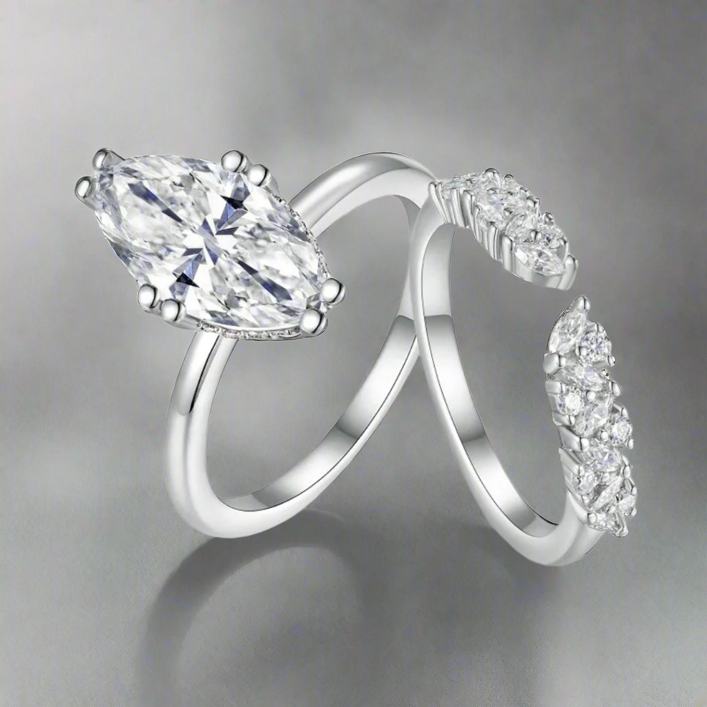 Aurelia Marquise – 3 Carat VVS1 D Color Moissanite Ring
