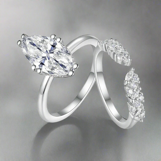 Aurelia Marquise – 3 Carat VVS1 D Color Moissanite Ring